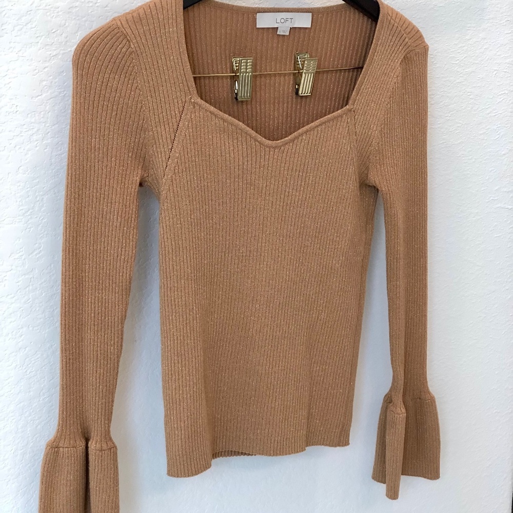 Loft Sweetheart Neck Bell Sleeve Shirt